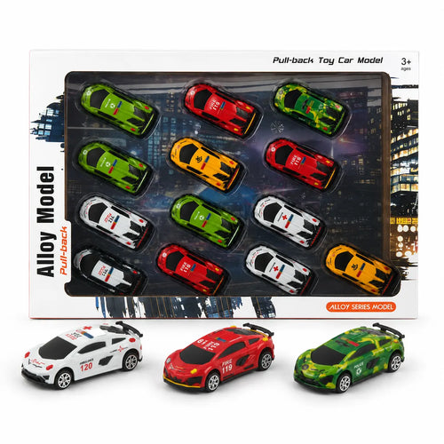 12x Metalen Pull-Back Auto’s