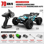 Turquoise brushless RC truck 1:16 met 4WD aandrijving