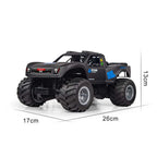 Zwarte 1:16 RC monster truck voor land en water met 4WD en grote banden