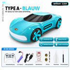 Blauwe 1:16 RC stunt auto met spray-effect, LED-verlichting en afstandsbediening