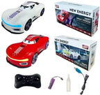 Witte RC drift auto met dubbel spray-effect, LED-verlichting en afstandsbediening