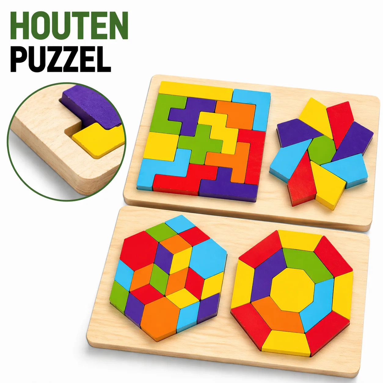 Houten Puzzel Set – Tangram & Vormpuzzel (7)