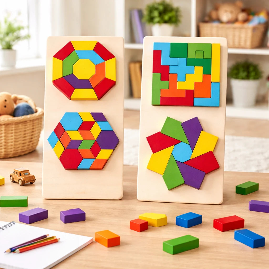 Houten Puzzel Set – Tangram & Vormpuzzel (8)