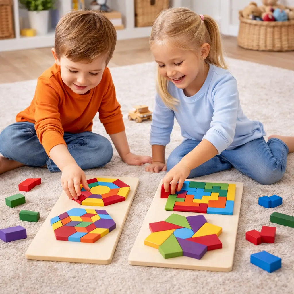 Houten Puzzel Set – Tangram & Vormpuzzel (9)