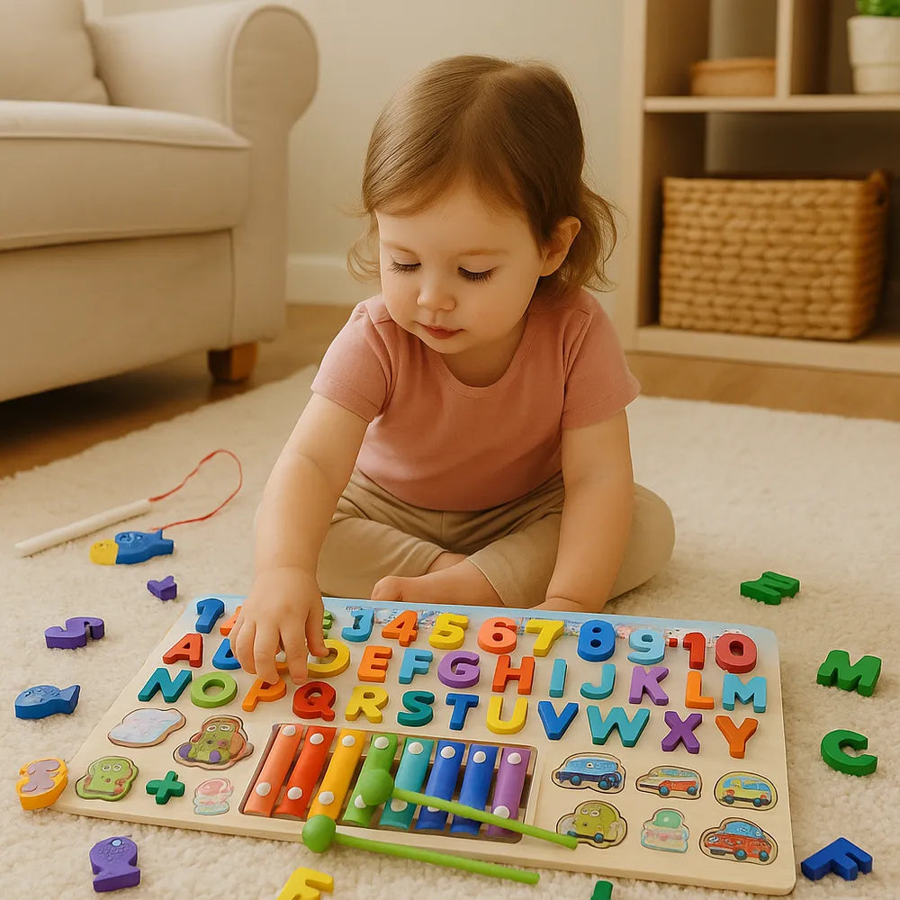 Houten educatief spelbord 8-in-1 Montessori Bextunio