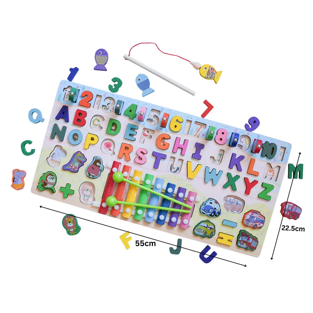 Houten educatief spelbord 8-in-1 Montessori Bextunio