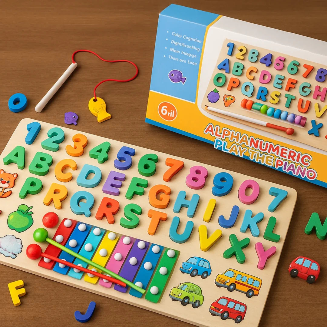 Houten educatief spelbord 8-in-1 Montessori Bextunio