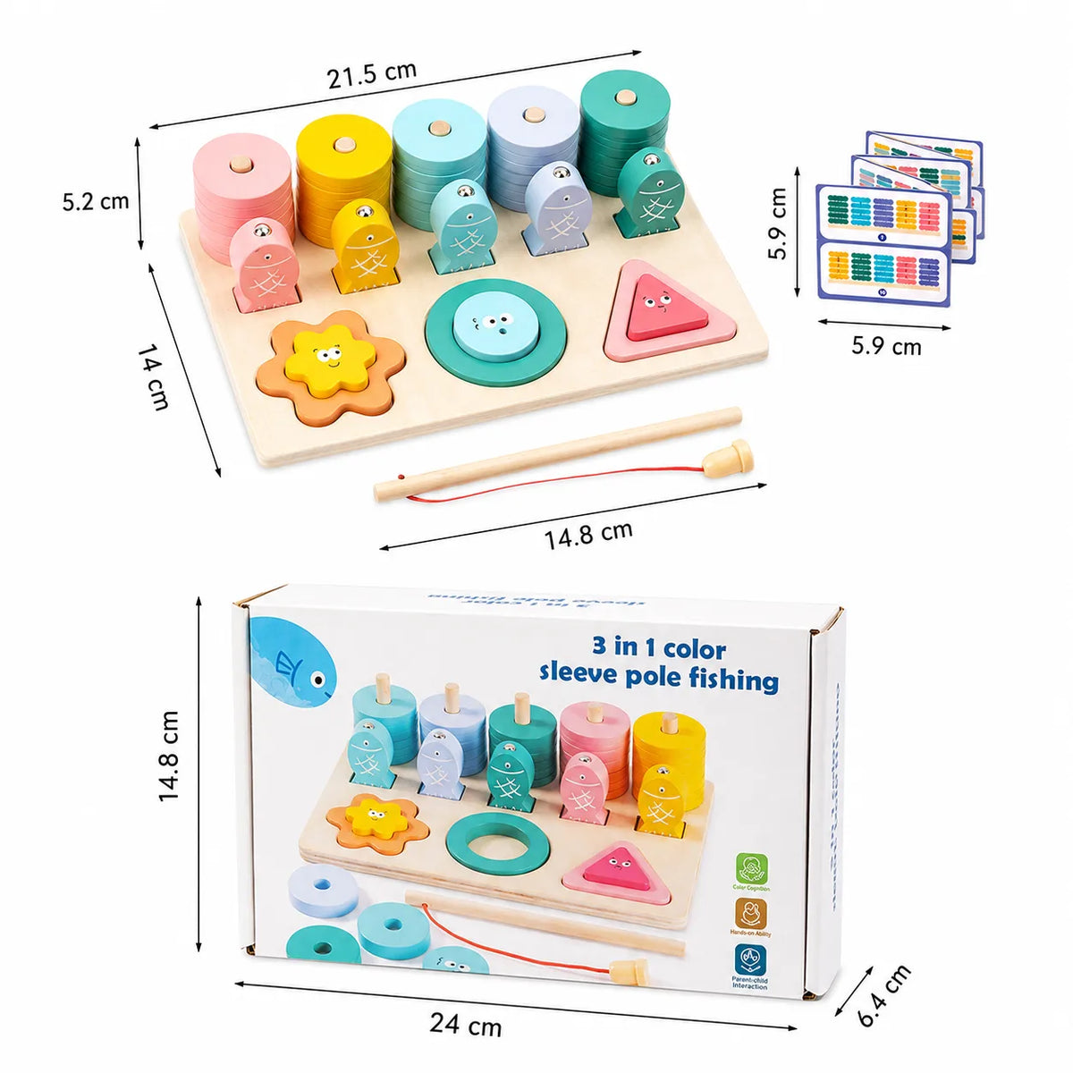 3in1 Stacker Colorful Shapes Puzzel