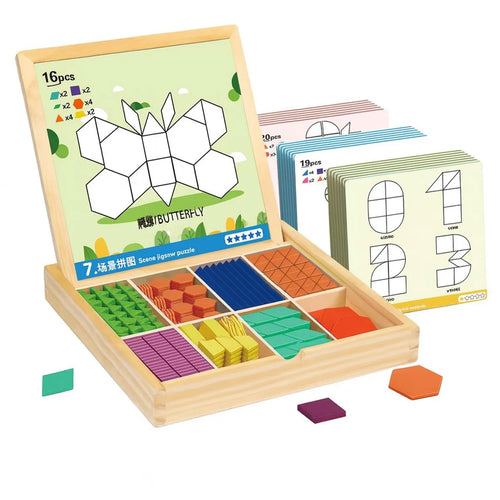Houten geometrische puzzelspel Montessori kinderen Bextunio