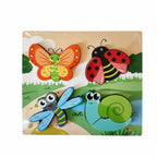 Houten dierenpuzzels, 4 stuks, bos, boerderij, jungle, zee, Bextunio