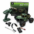 Groene 1:16 RC offroad auto met 4WD, grote banden en afstandsbediening
