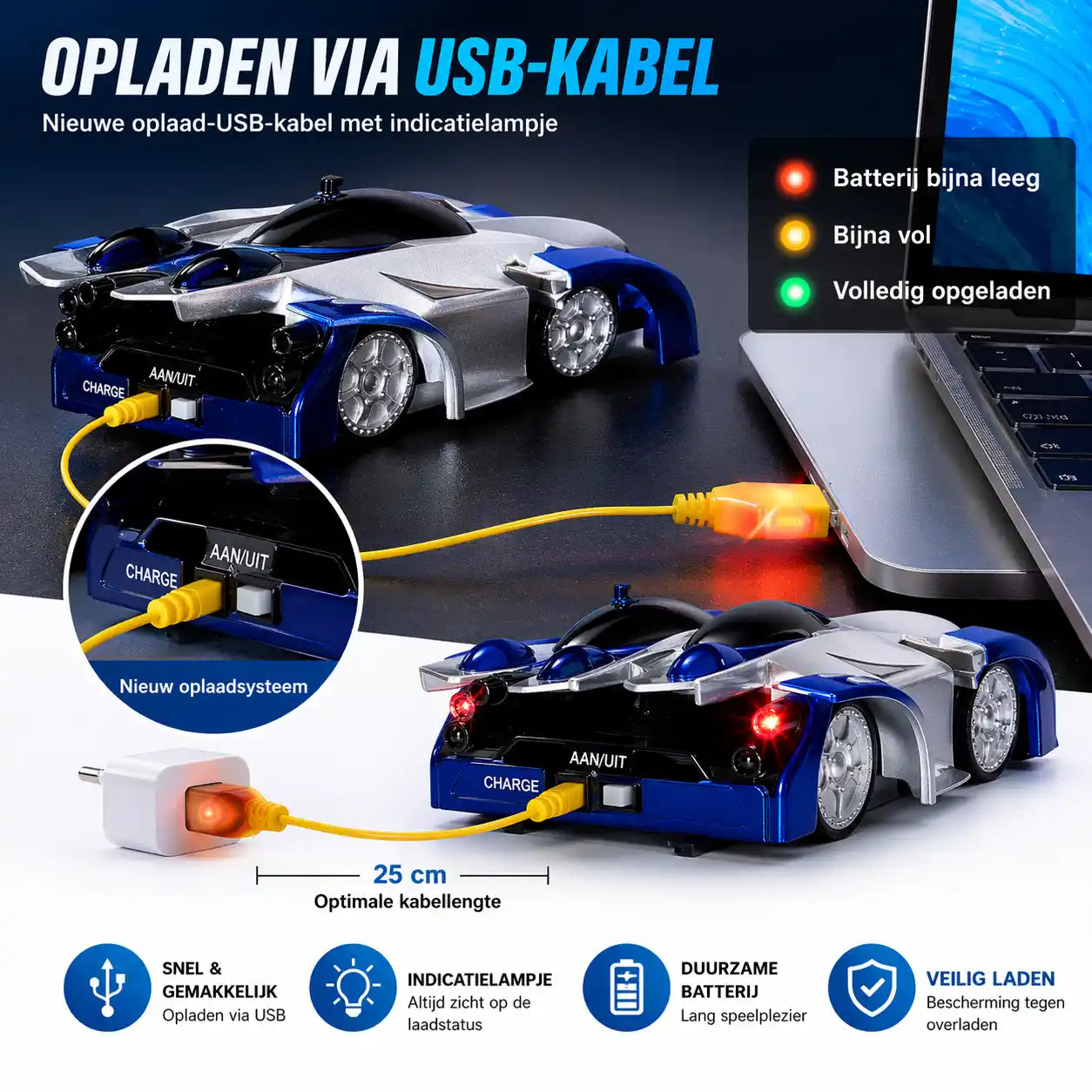 RC speelgoed auto met zuigtechnologie en 2.4GHz besturing