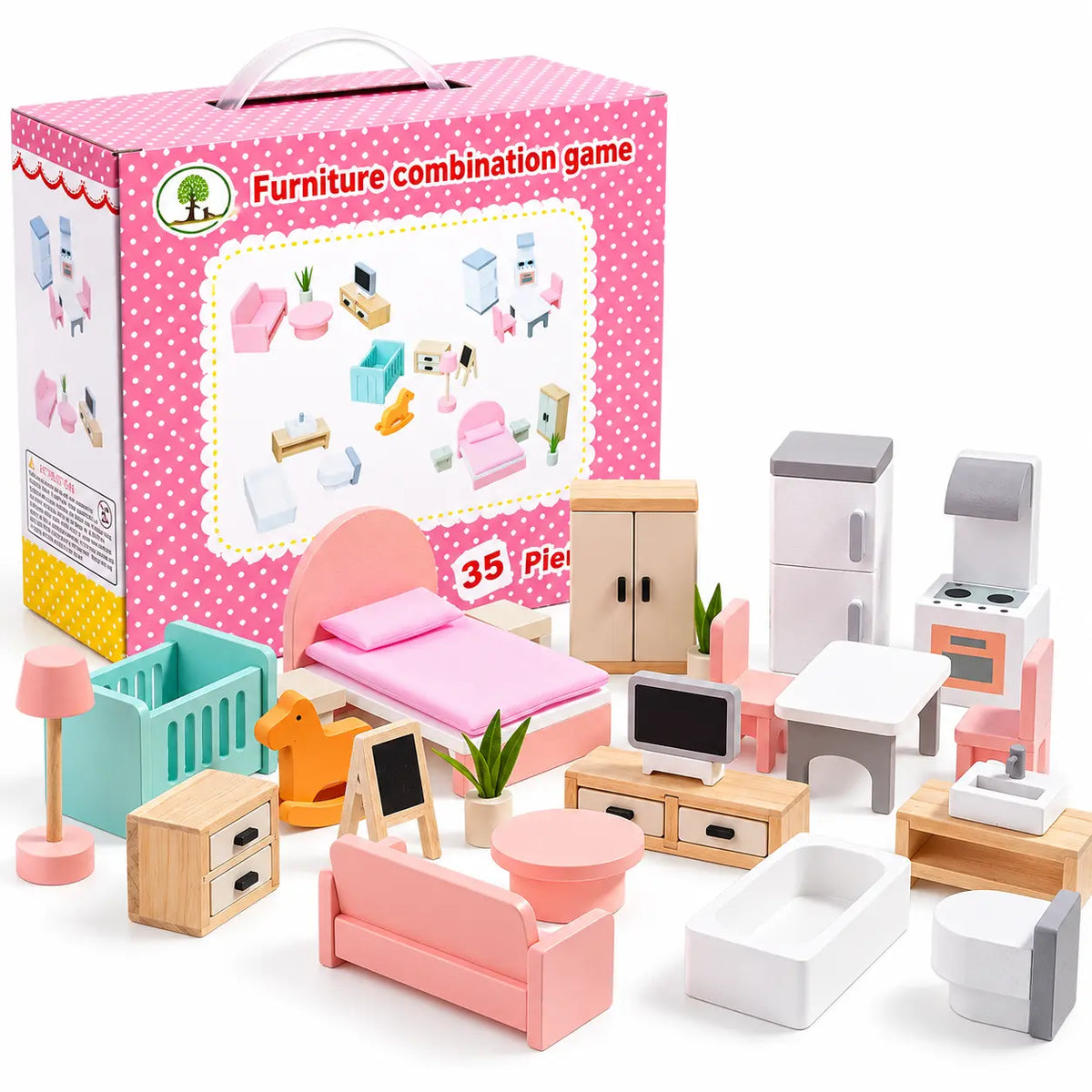 Houten Poppenhuis Meubelset 5 Kamers