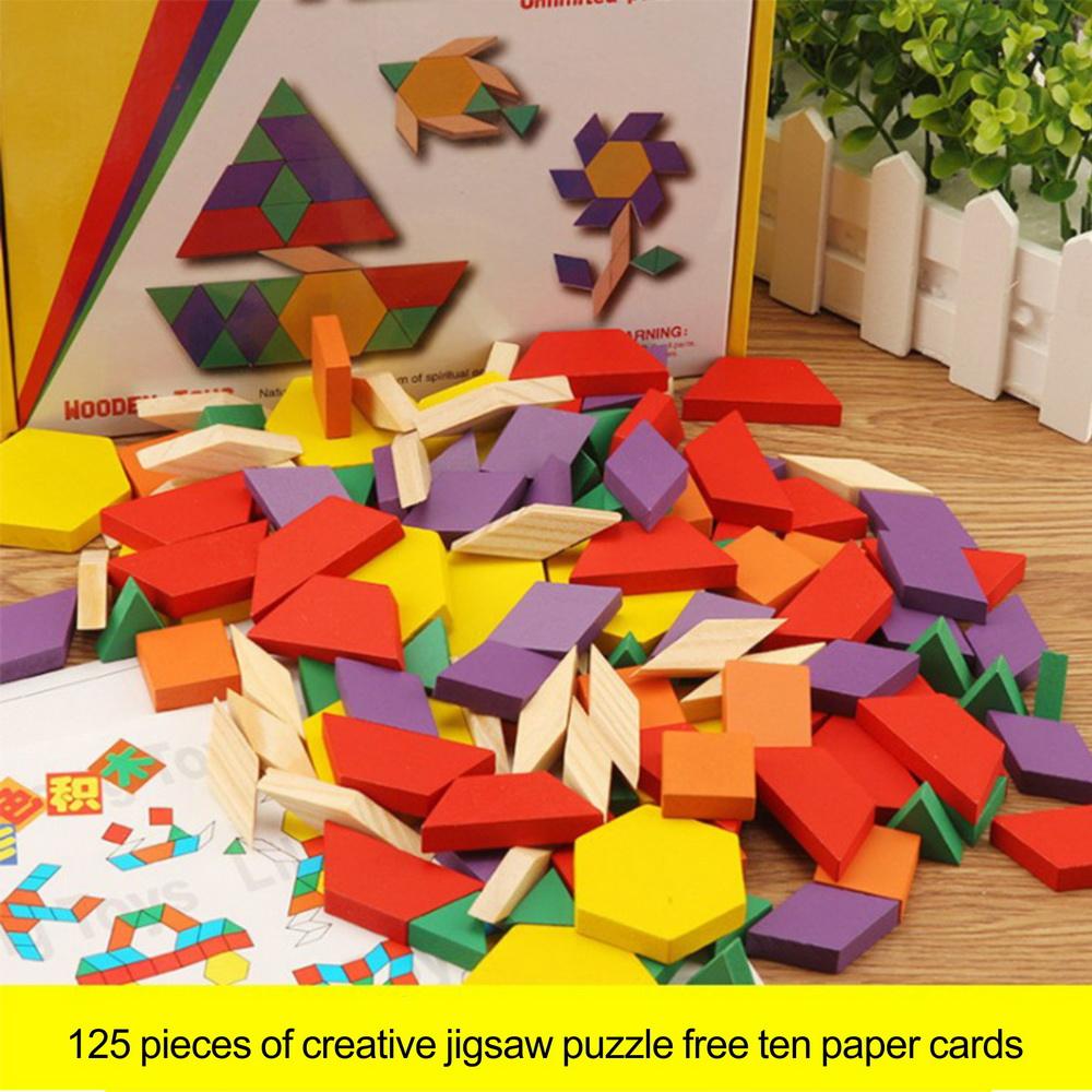 Houten 125-delige Blokpuzzel Montessori Mozaïek voor kinderen 3+