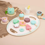 Houten Theeservies Deens Gebak & Theepot