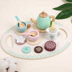 Houten Theeservies Deens Gebak & Theepot