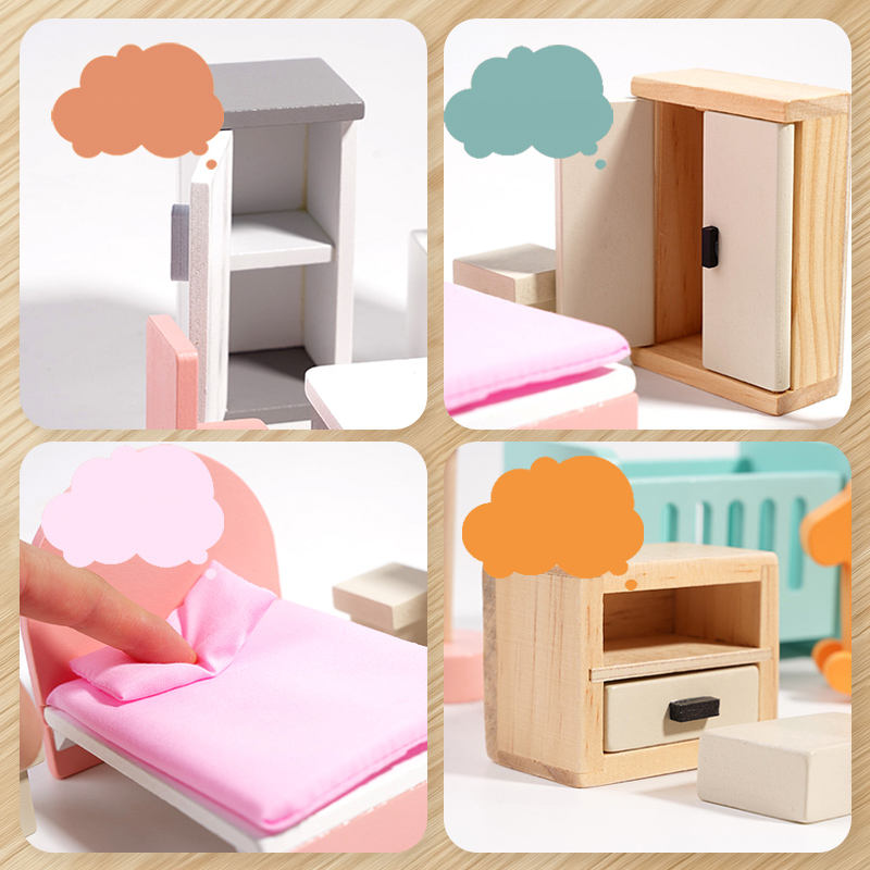 Houten Poppenhuis Meubelset 5 Kamers