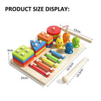 Montessori 3-in-1 Bord Stapelen & Xylofoon, 1–3 jaar