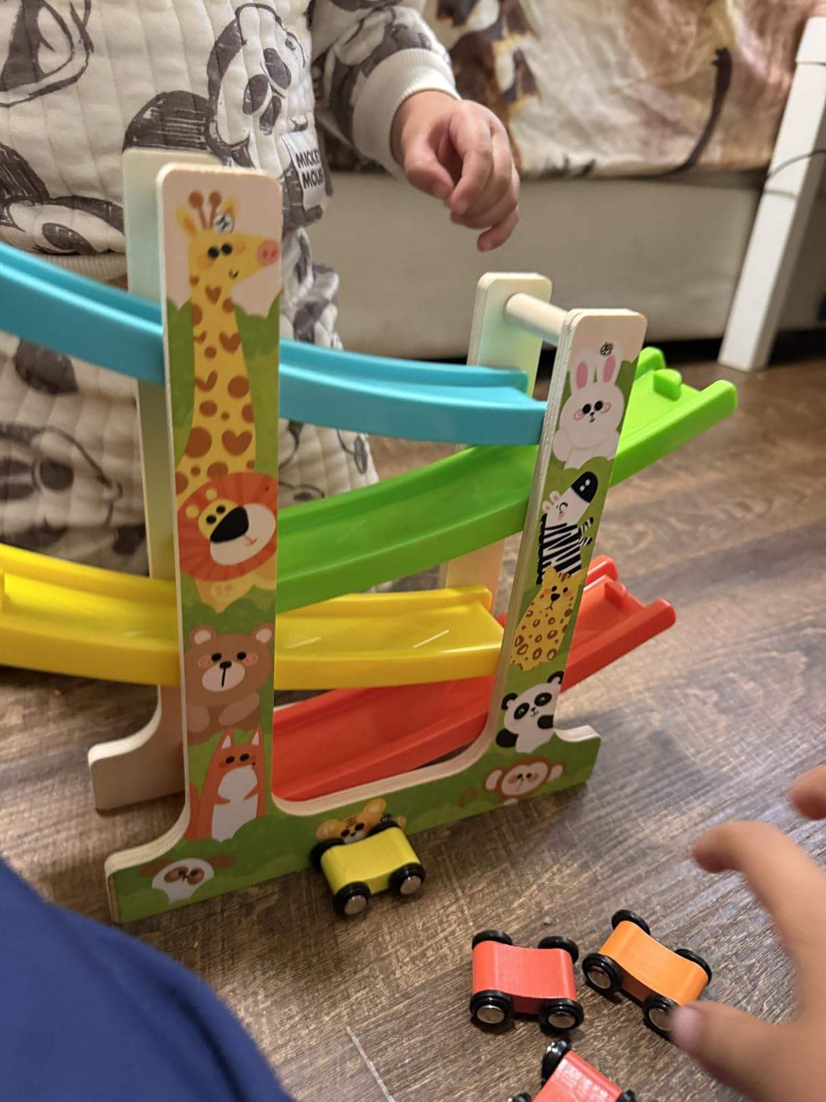 Houten Auto-Racebaan 6 Mini Auto's Racebaan, 1–4 jaar
