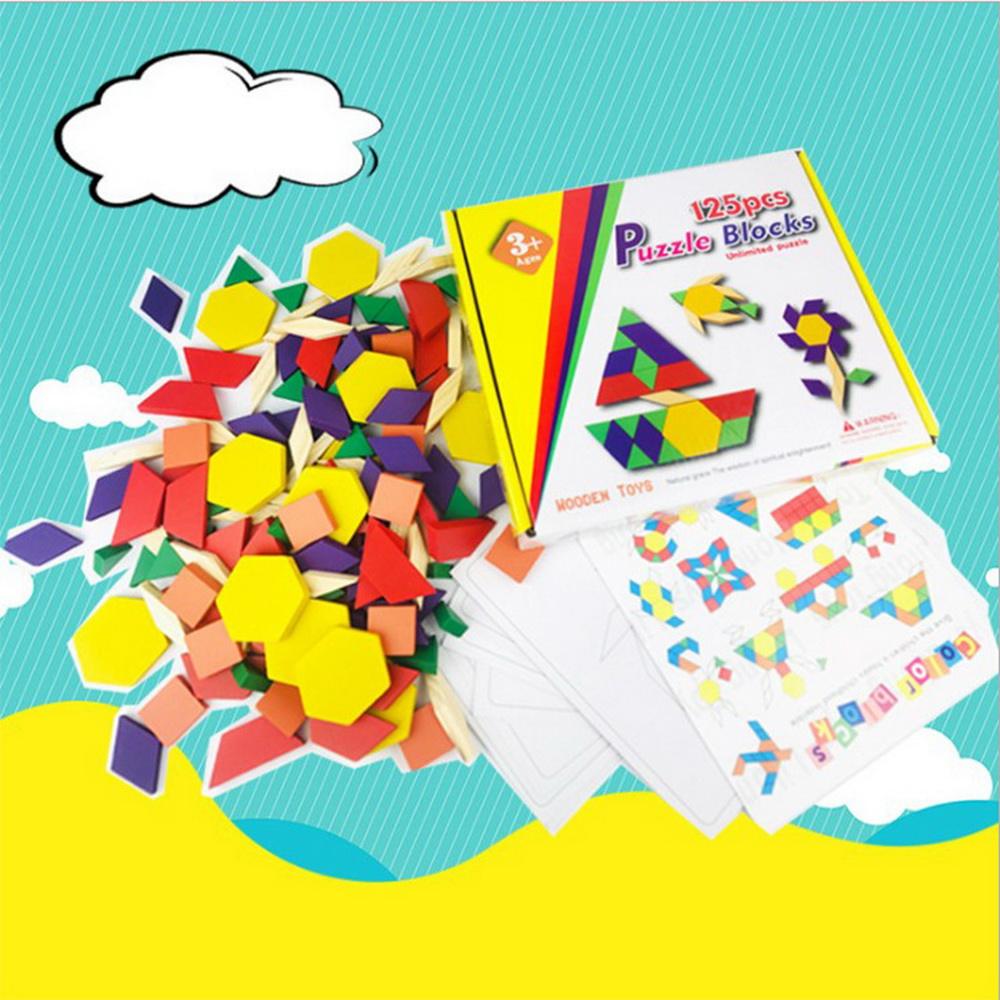 Houten 125-delige Blokpuzzel Montessori Mozaïek voor kinderen 3+