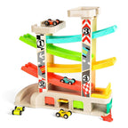 Houten Auto-Racebaan 6 Mini Auto's Racebaan, 1–4 jaar
