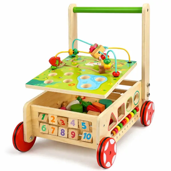 Loopwagen Hout met Activiteitenkubus