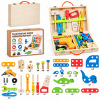 Complete speelgoed gereedschapset voor kinderen met bouwonderdelen en boormachine