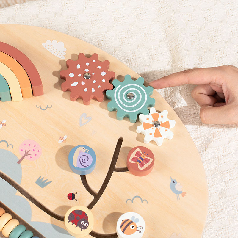 Houten Regenboog Busy Board Plat Sensorisch Leerbord, 1–3 jaar