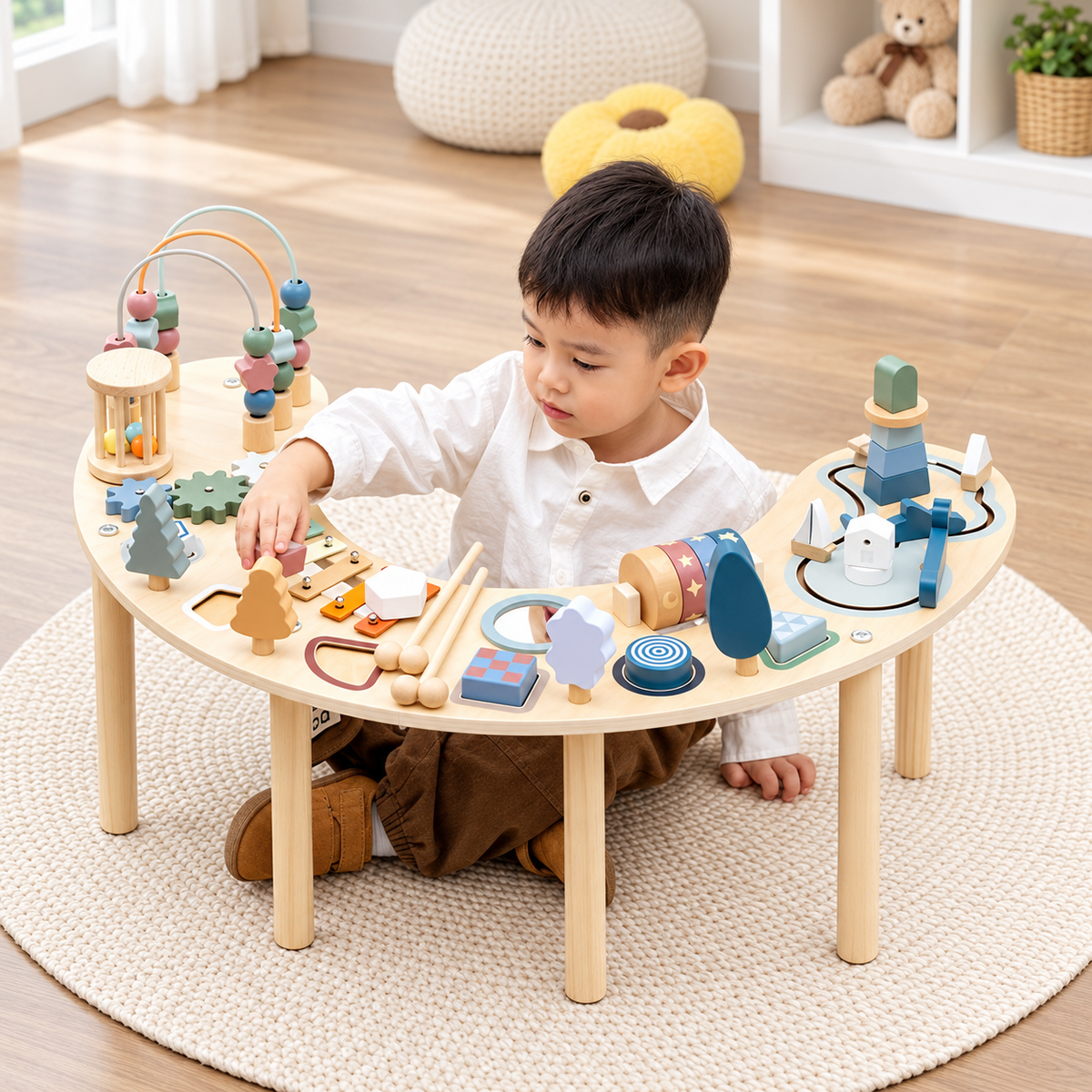 Houten Activiteitentafel Zitten, staan & spelen 012m+
