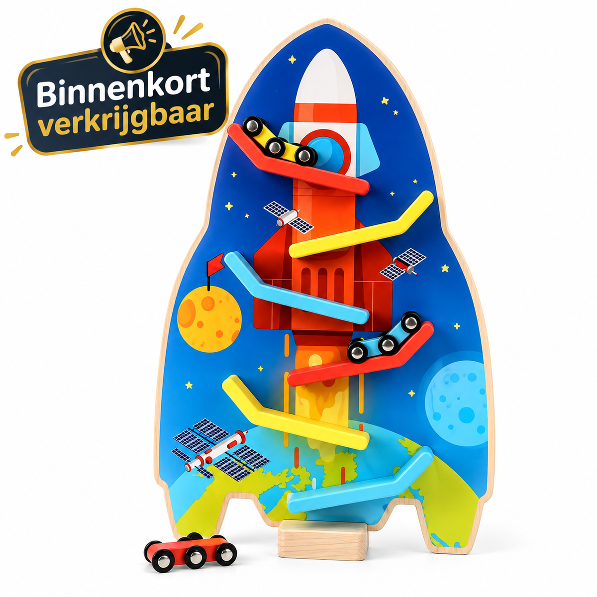 Houten Auto-Racebaan 3 Mini Auto's