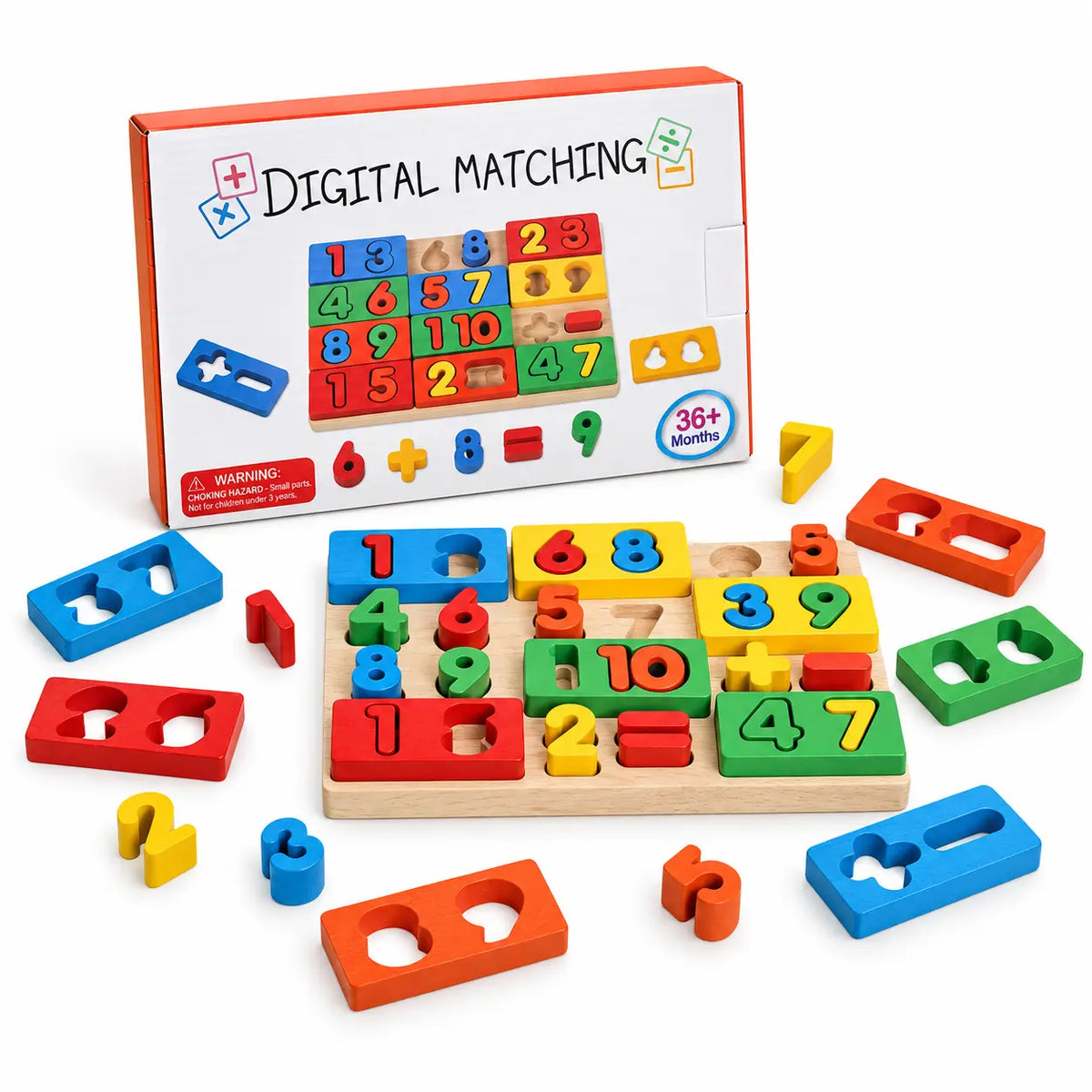 Houten Cijfer- en Vormpuzzelbord voor kinderen vanaf 3 jaar