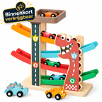 Houten Dino-Racebaan 6 Auto's & Parkeergarage, 18m- 4