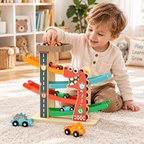 Houten Dino-Racebaan 6 Auto's & Parkeergarage, 18m- 4
