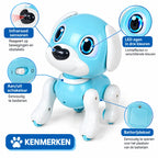 Blauwe robothond met gebarenbesturing en bewegingssensor voor kinderen