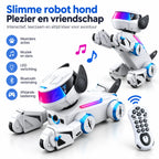 Interactieve witte robothond met LED-verlichting en afstandsbediening