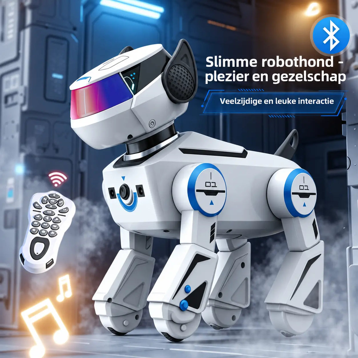Slimme robot hond met 64 talen LED licht en interactieve functies