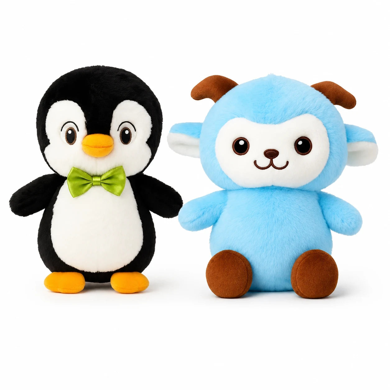 Knuffel Set van 2 Pinguïn en Blauw Aapje - Bextunio