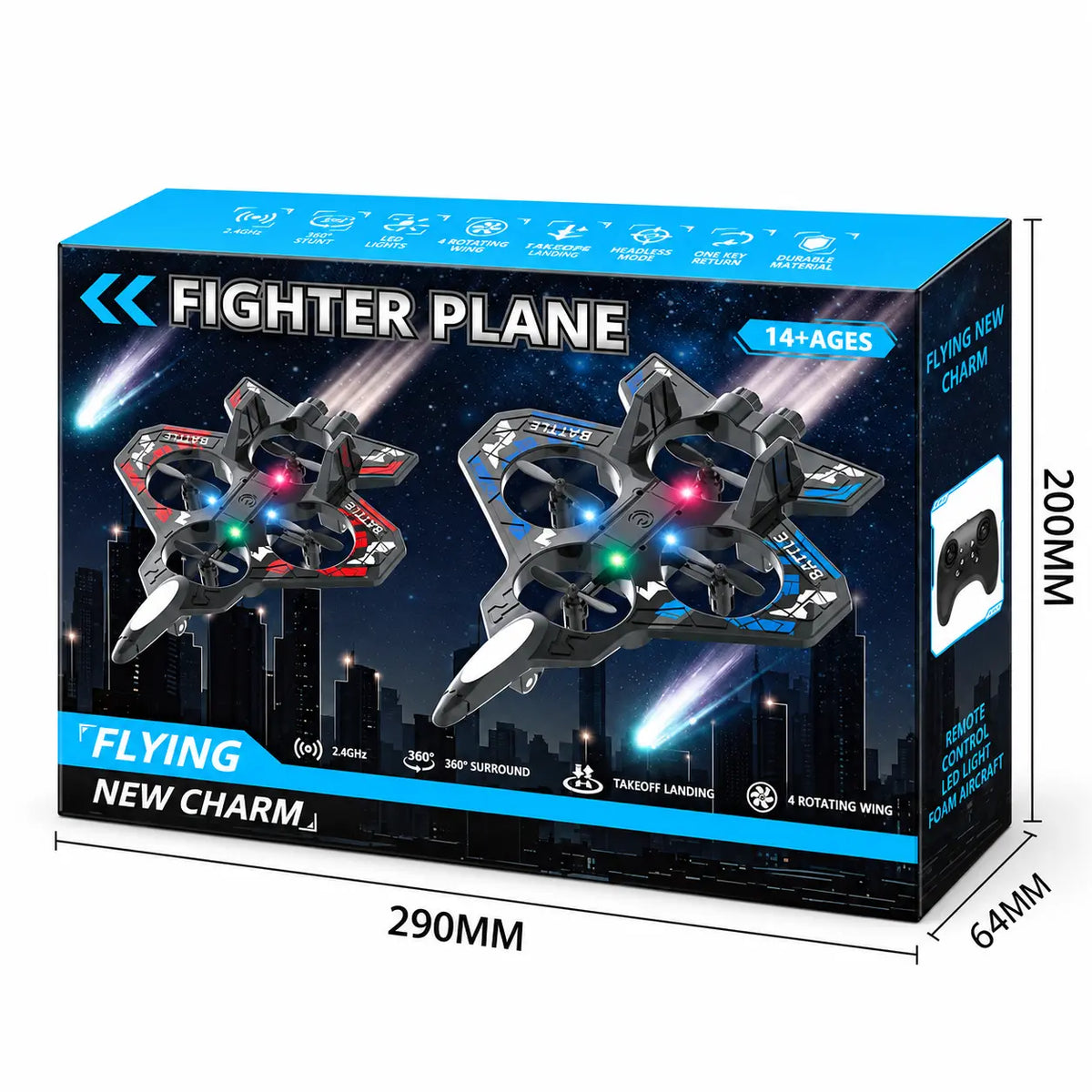 Kind vliegt buiten met M33 RC drone en 2,4 GHz controller