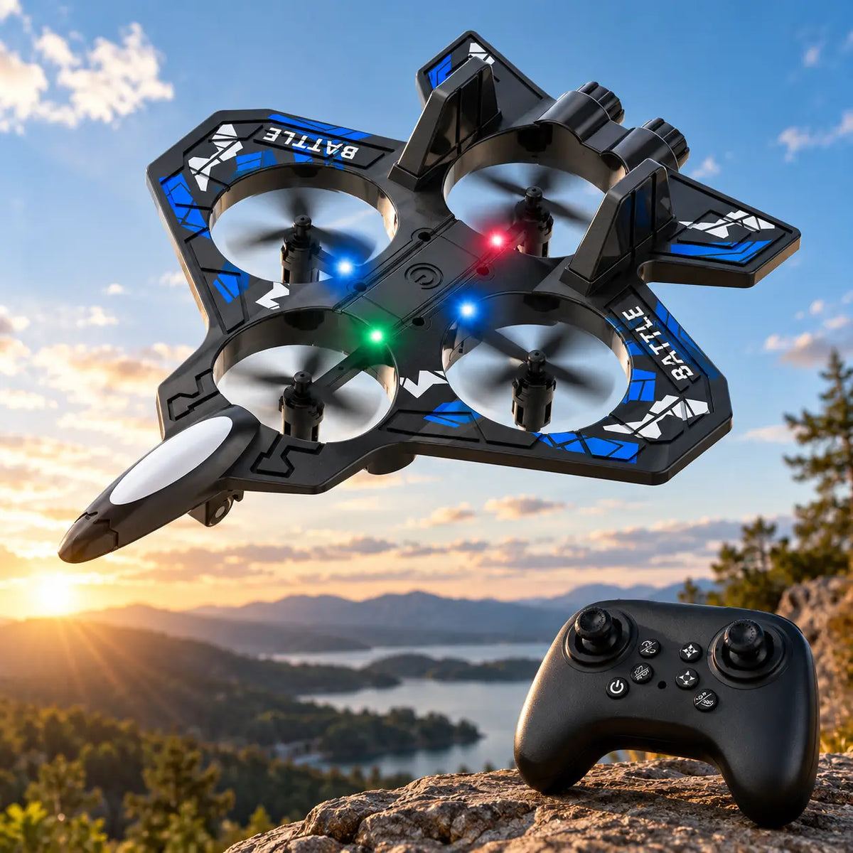M33 stunt drone met kleurrijke LED-lampen en afstandsbediening