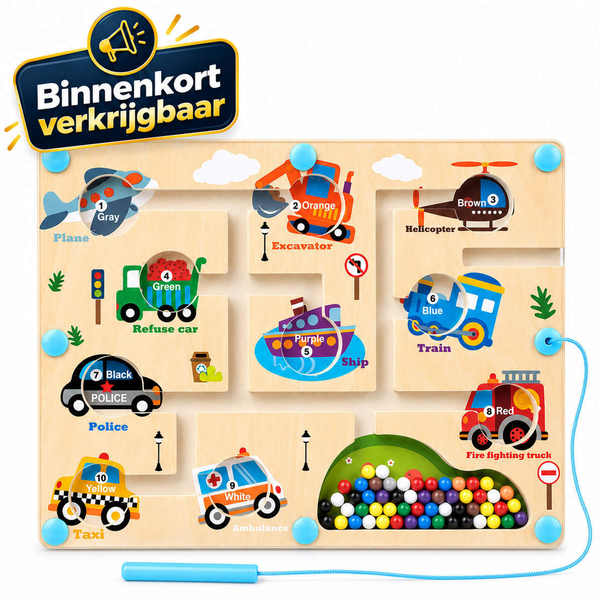 Magneet Kralenpuzzelbord Kleur- & Cijfermatchen
