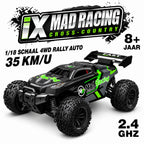 Zwarte en groene 1:18 RC offroad auto met 4WD en afstandsbediening