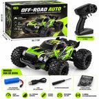 Groene bestuurbare RC auto met grote all-terrain banden
