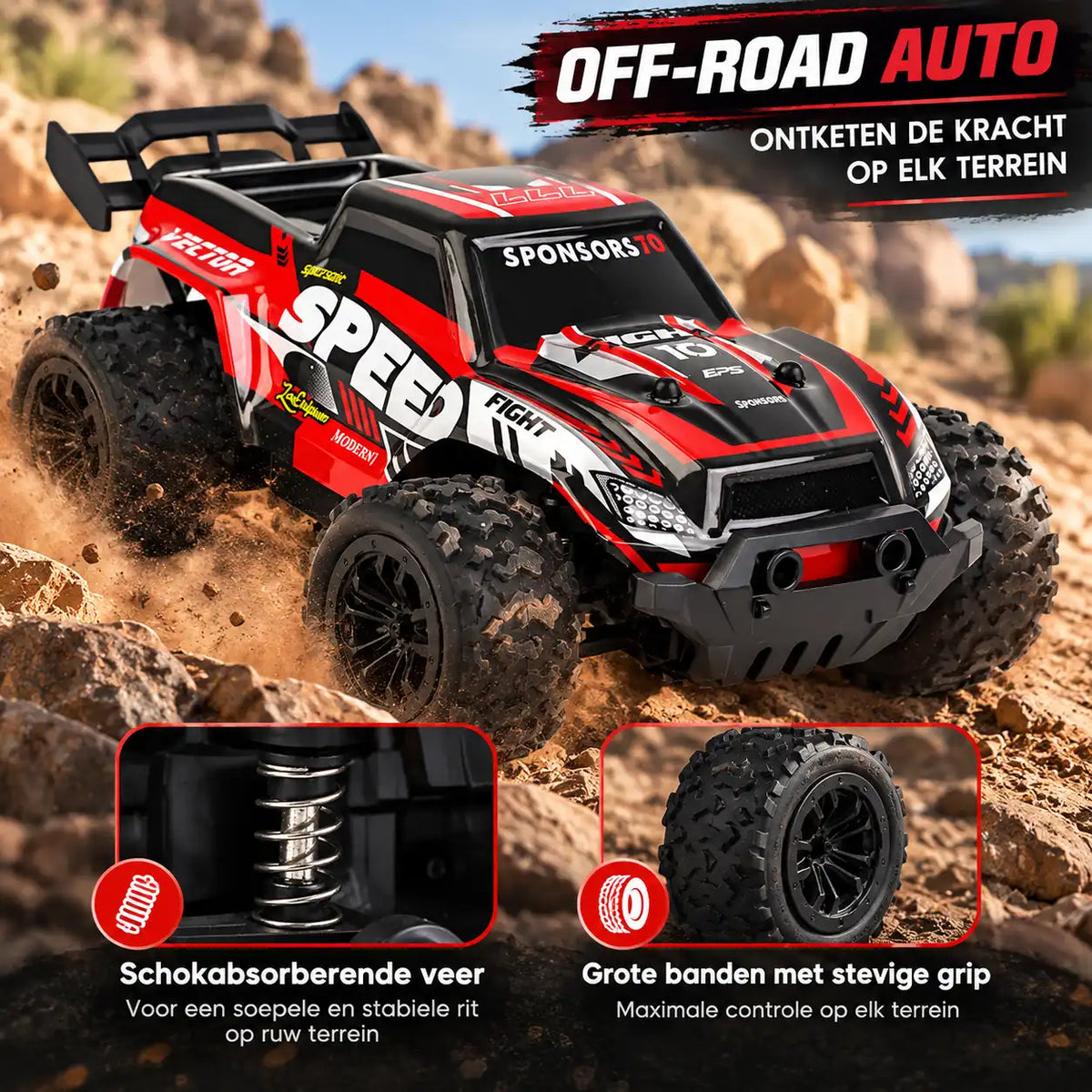 Bestuurbare offroad auto vanaf 8 jaar met 50 meter bereik
