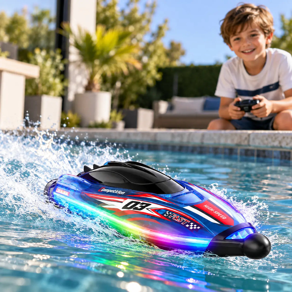 S25 high-speed RC boot met LED verlichting en snelheid tot 25 km/u