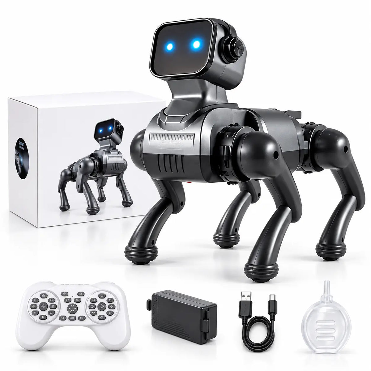 Oplaadbare interactieve robothond met blauwe LED-ogen