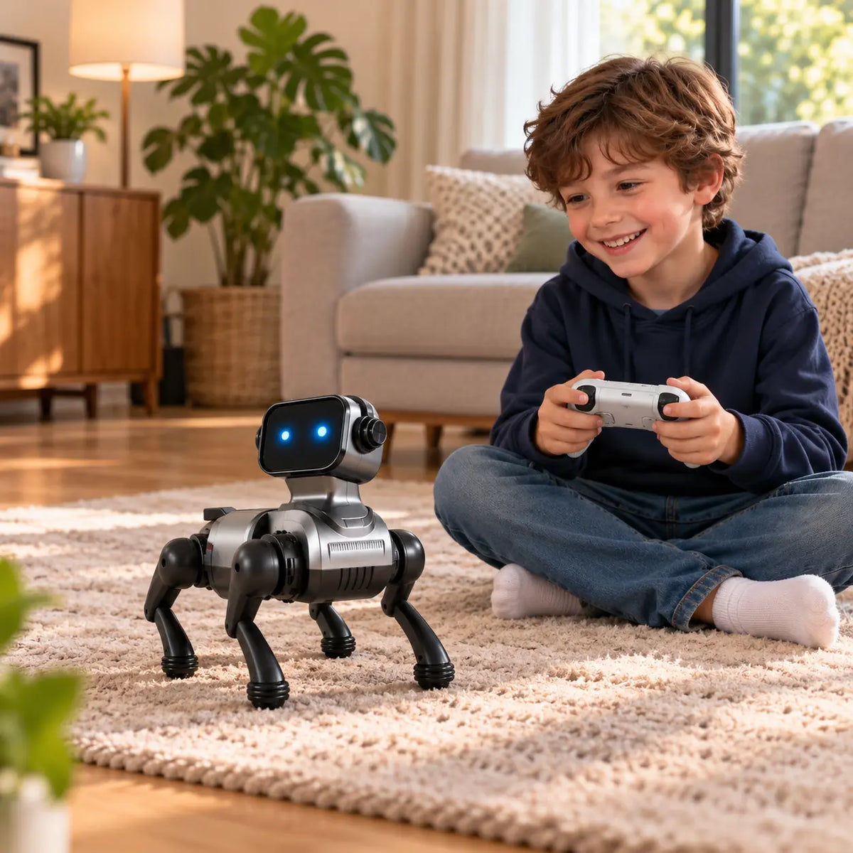 Elektronische robothond met beweegbare poten en afstandsbediening