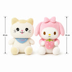Knuffel Set van 2 – Witte Kat & Roze Konijntje met Aardbei