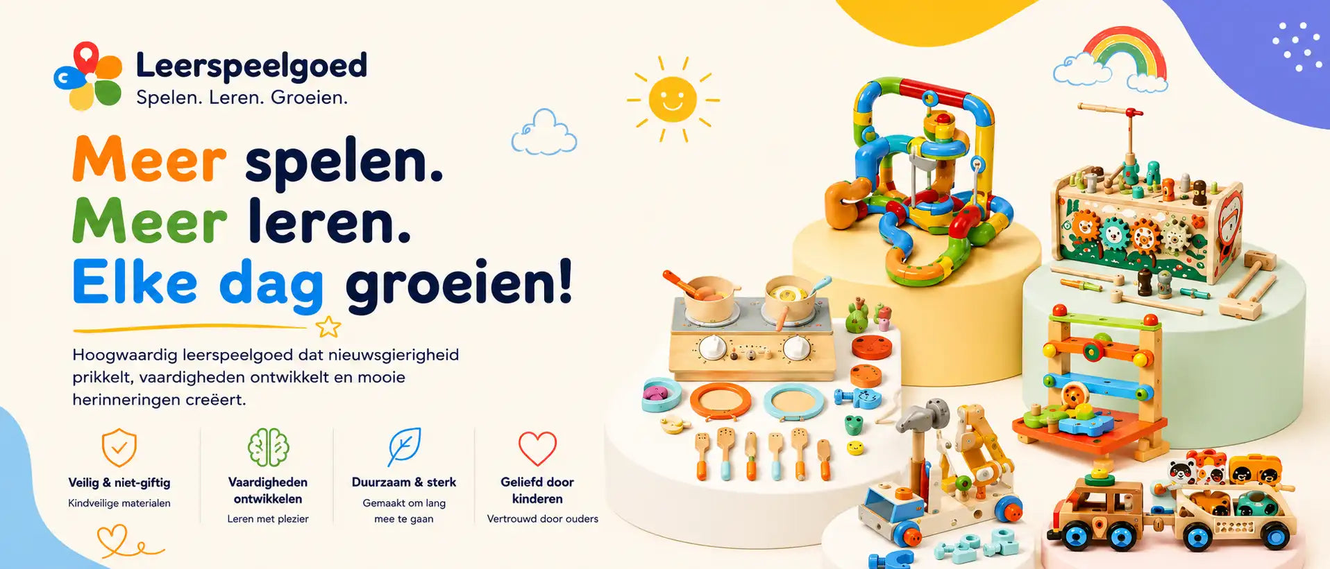 learning toys banner wooden made